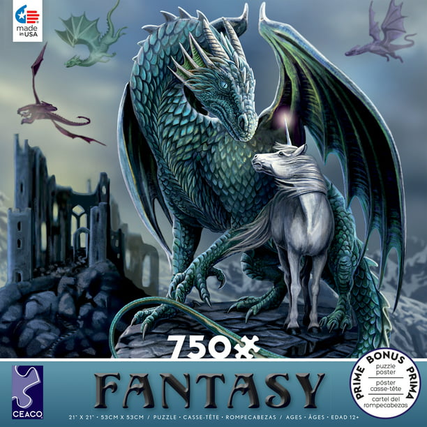 Ceaco Fantasy Wolf Dragon Puzzle by Nene Thomas 750 Pieces